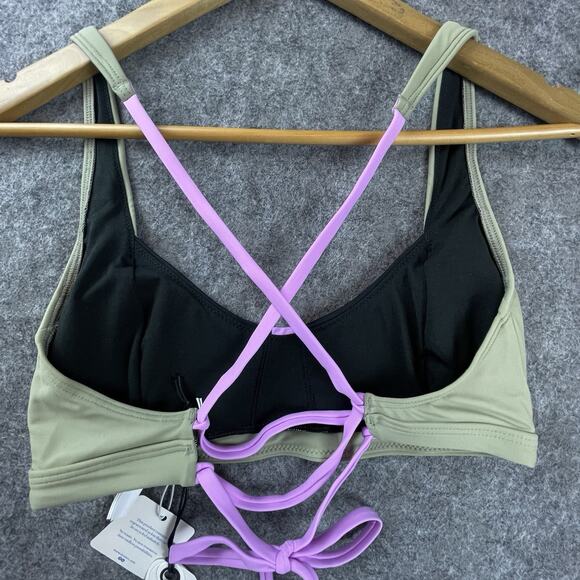 Prana Swimsuit Bikini Top Womens Small Tulum Black Color Block Pink Green - Picture 4 of 11